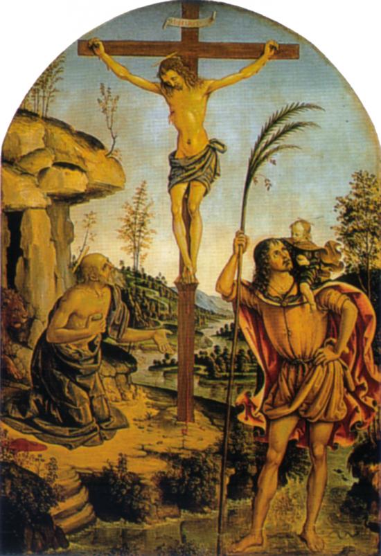 Crocifisso tra i santi Girolamo e Cristoforo di Pinturicchio