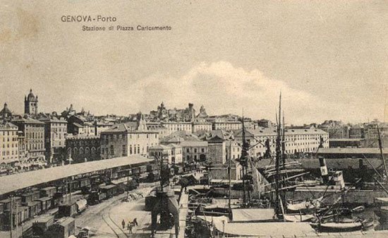 Il porto antico di Genova in una foto d'epoca