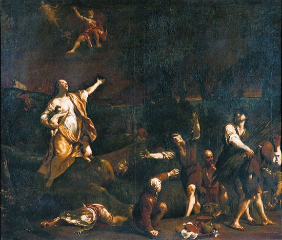 Giuseppe Maria Crespi, Latona trasforma i pescatori in rane (1710 circa; Bologna, Pinacoteca Nazionale)