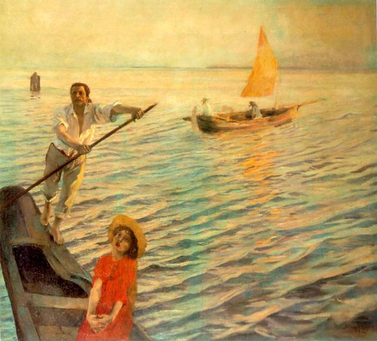 Ettore Tito, Sulla laguna (1897; Venezia, Galleria Internazionale d'Arte Moderna di Ca' Pesaro)