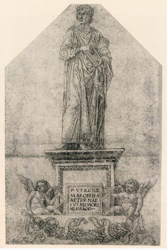 Cerchia di Andrea Mantegna, Monumento a Virgilio