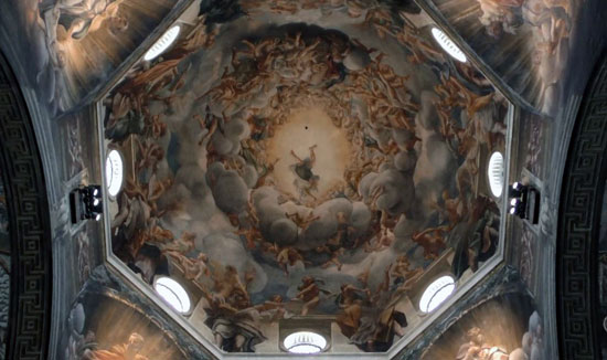 La Cupola del Duomo di Parma con la Assunzione della Vergine affrescata dal Correggio