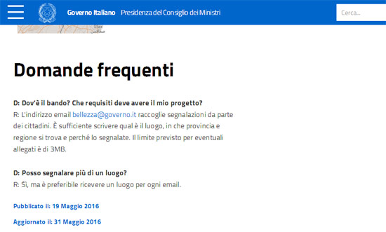 Le faq così come apparivano fino a ieri