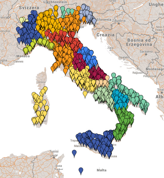 La spettacolare cartina non ingrandibile e non cliccabile sul sito dell'iniziativa