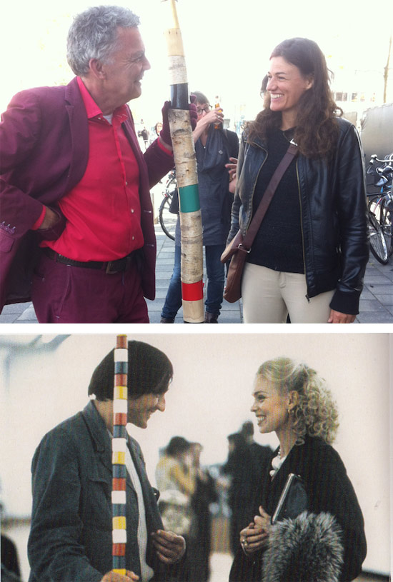 I due artisti Frank Bezemer e Scarlett Hooft Graafland rievocano, ad Amsterdam nel 2015, l'immagine con l'incontro tra André Cadere e Isa Genzken a Bruxellese nel 1974