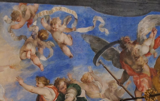 I putti col cartiglio e la figura del Tempo