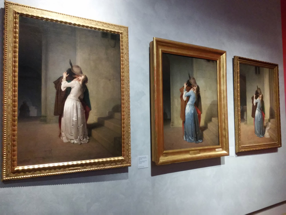 Le tre versioni del Bacio di Hayez in mostra a Milano tra 2015 e 2016