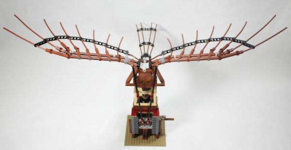 A LEGO brick reproduction of Leonardo da Vinci's ornithopter in Florence.