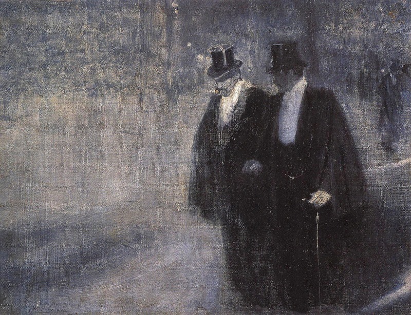 Serafino Macchiati, Après le gala (vers 1900-1905 ; huile sur carton, 28 x 37 cm ; Fondazione Enrico Piceni)