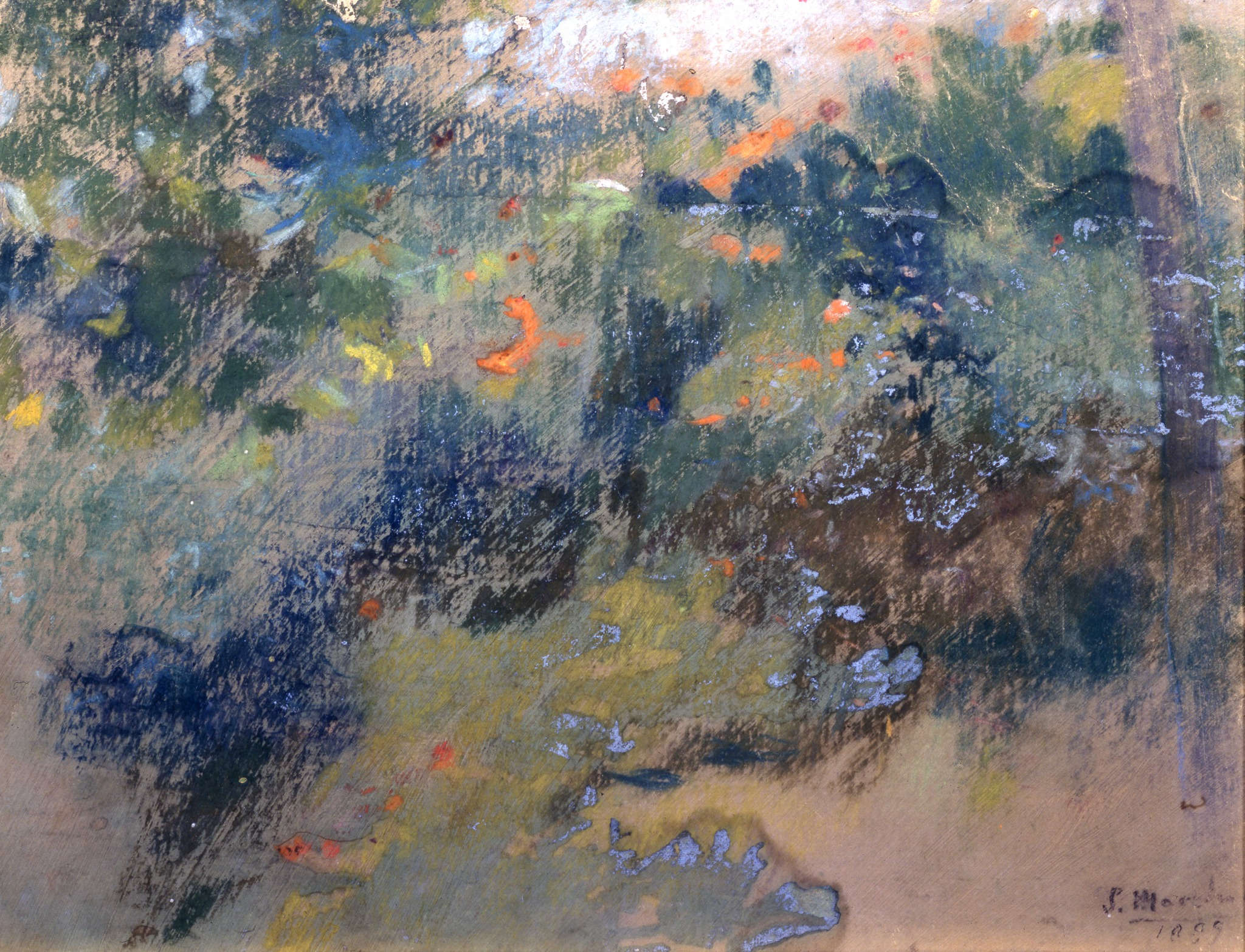 Serafino Macchiati, Parterre di fiori (1895 ; pastel sur papier encadré, 193 x 251 mm ; collection privée)