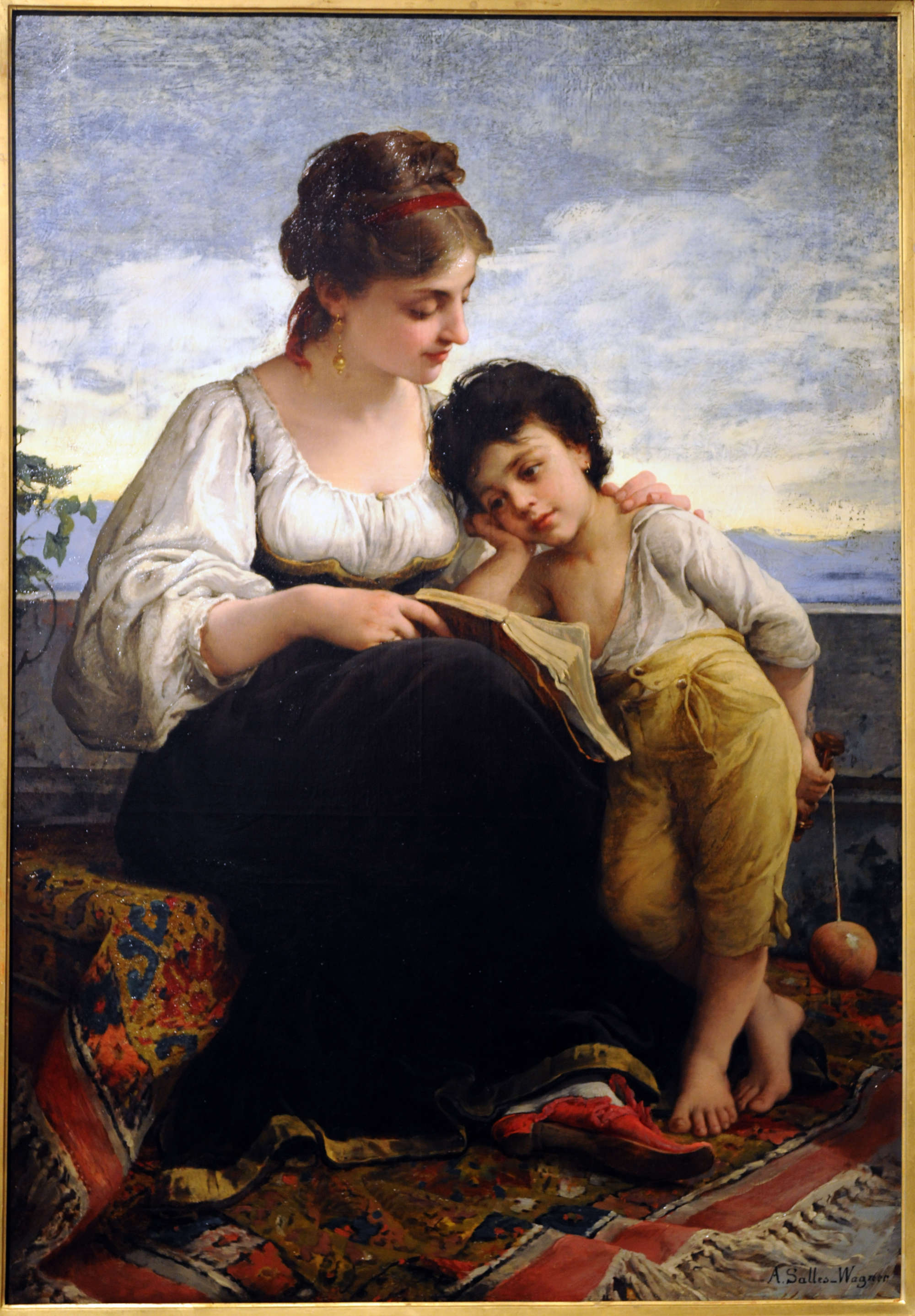 Adelaïde Salles-Wagner, The Reading Lesson (before 1874; oil on canvas, 140.6 x 97.5 cm; Reims, Musée des Beaux-Arts)