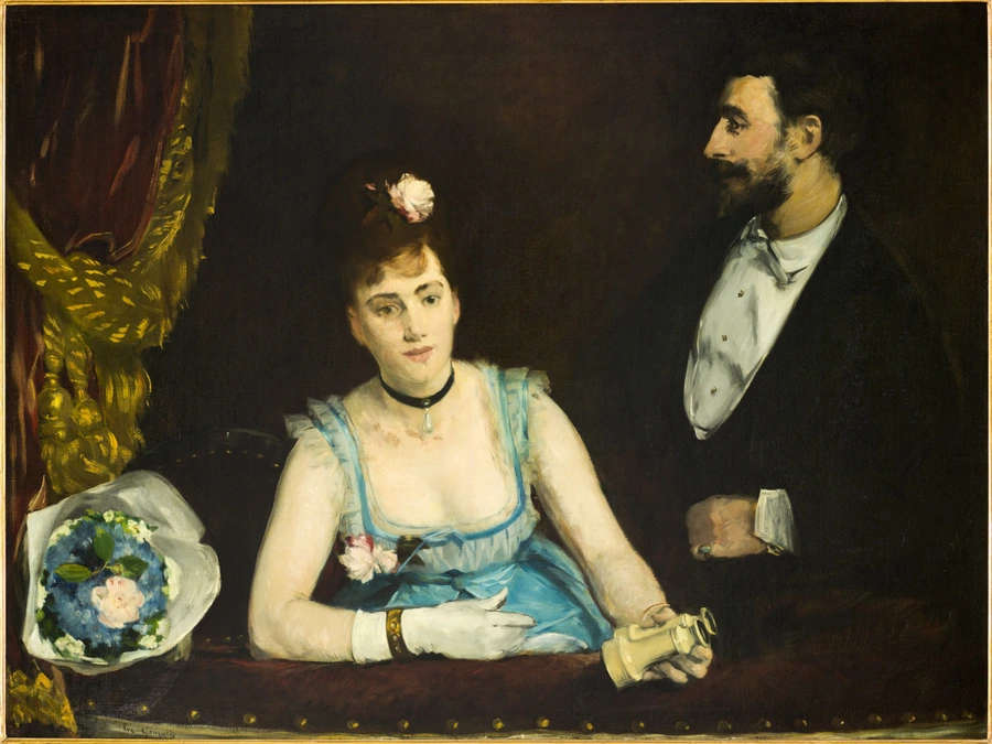 Eva Gonzalès, Une loge aux Italiens (1874; oil on canvas, 98 x 130 cm; Paris, Musée d'Orsay)
