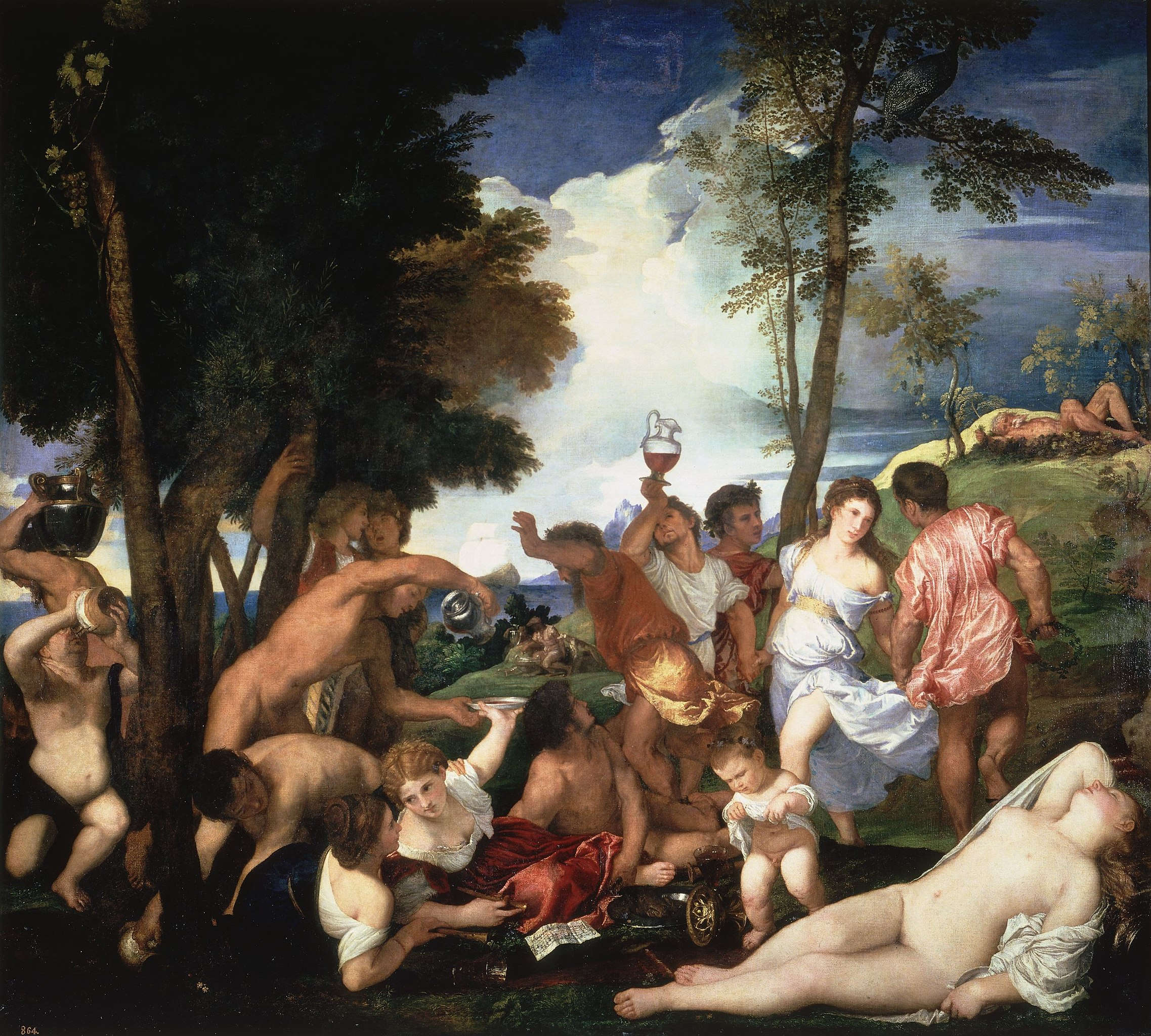 Titien, La Bacchanale des Andrii (1523-1526 ; huile sur toile, 175 x 193 cm ; Madrid, Prado)