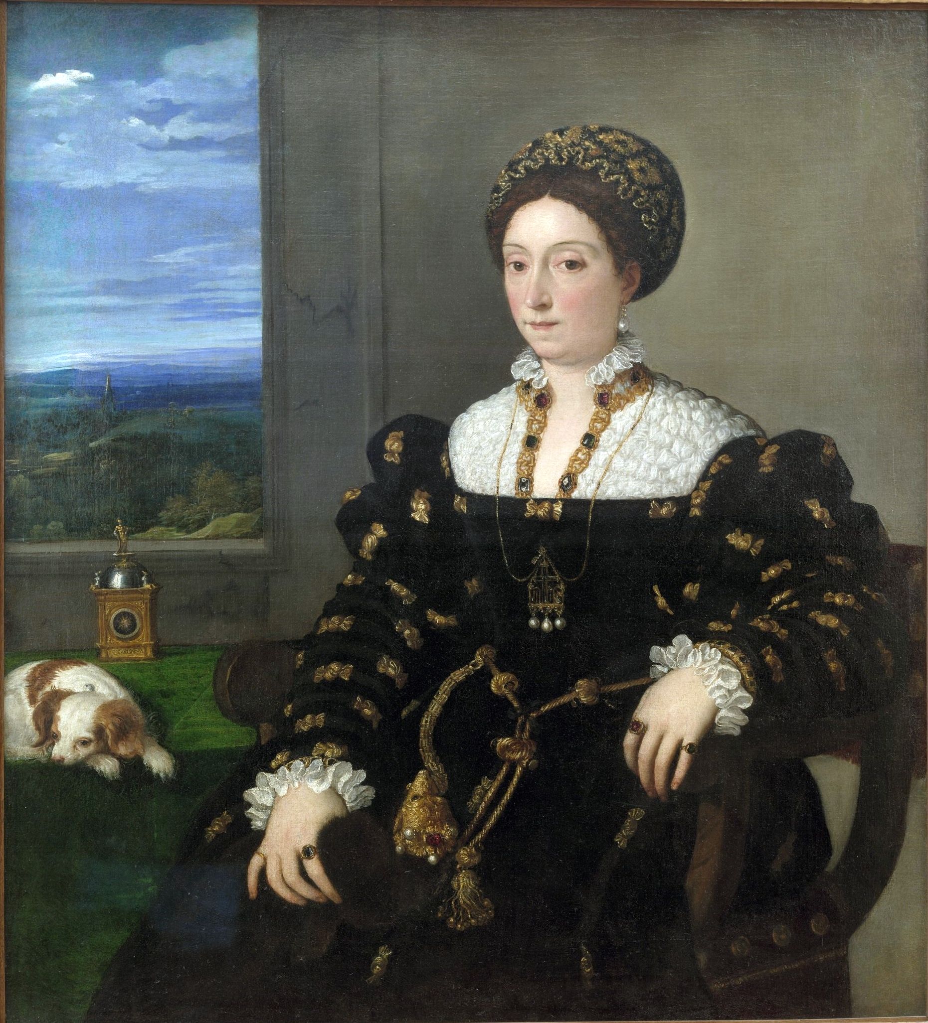 Titien, Portrait d'Eleonora Gonzaga (vers 1537 ; huile sur toile, 114 x 103 cm ; Florence, Galerie des Offices, inv. 1890 no. 919)