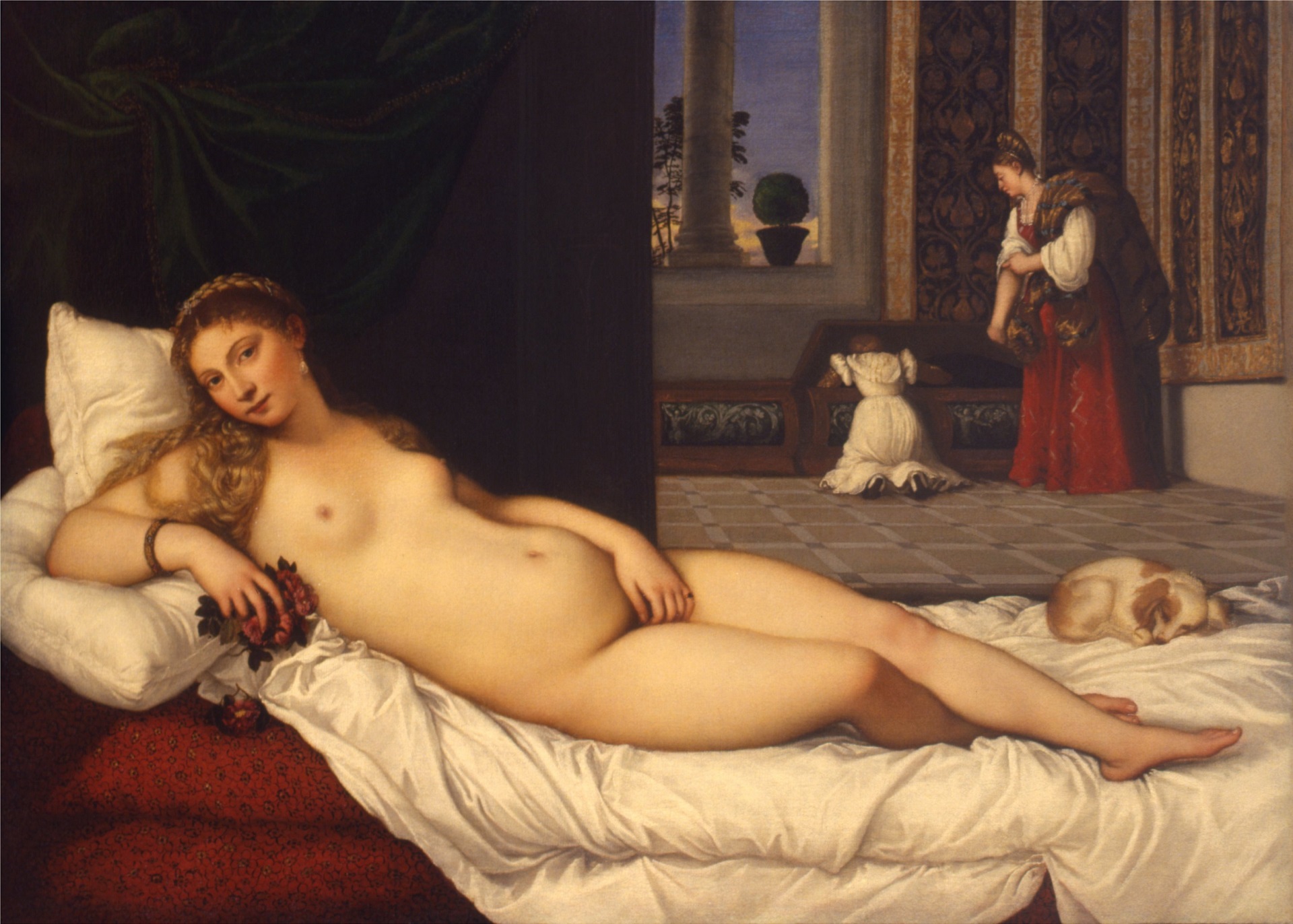 Titien, Vénus d'Urbino (1538 ; huile sur toile, 119 x 165 cm ; Florence, Galerie des Offices, inv. 1890 no. 1437)