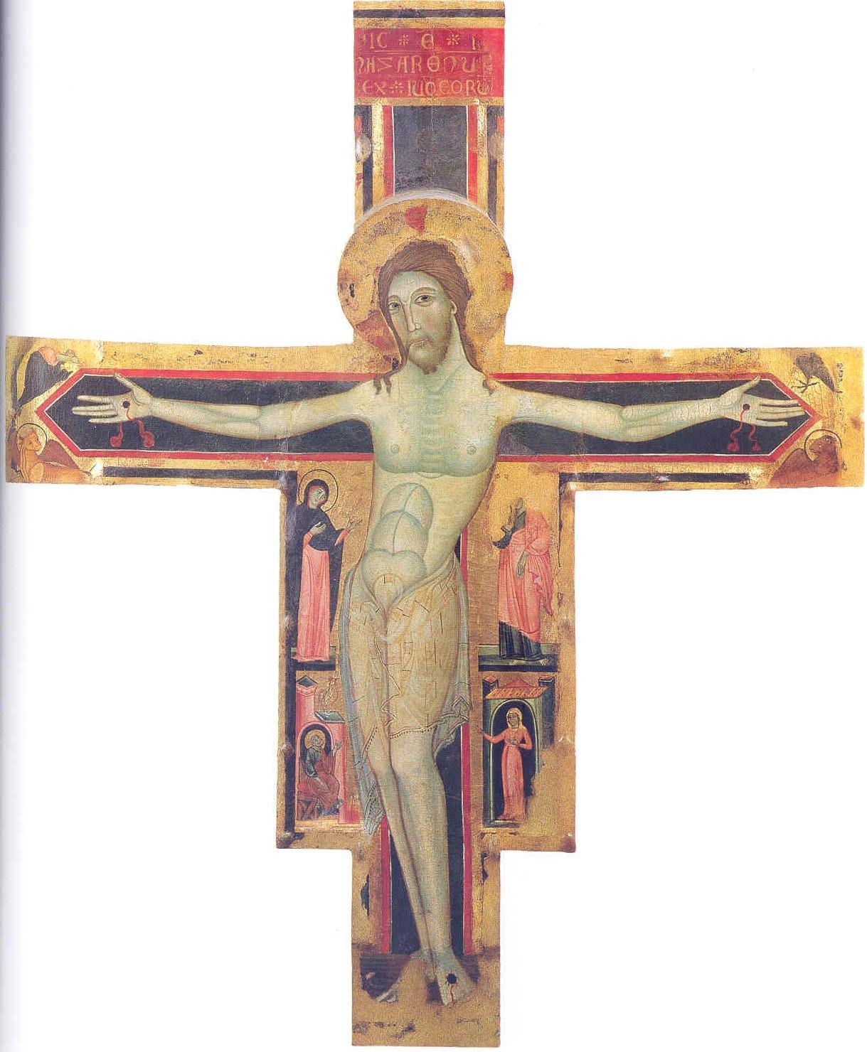 Deodato Orlandi (attr.), Christus triumphans among the symbols of the evangelists (last decade of the 13th century; tempera and gold on panel; Pisa, Museo Nazionale di San Matteo)