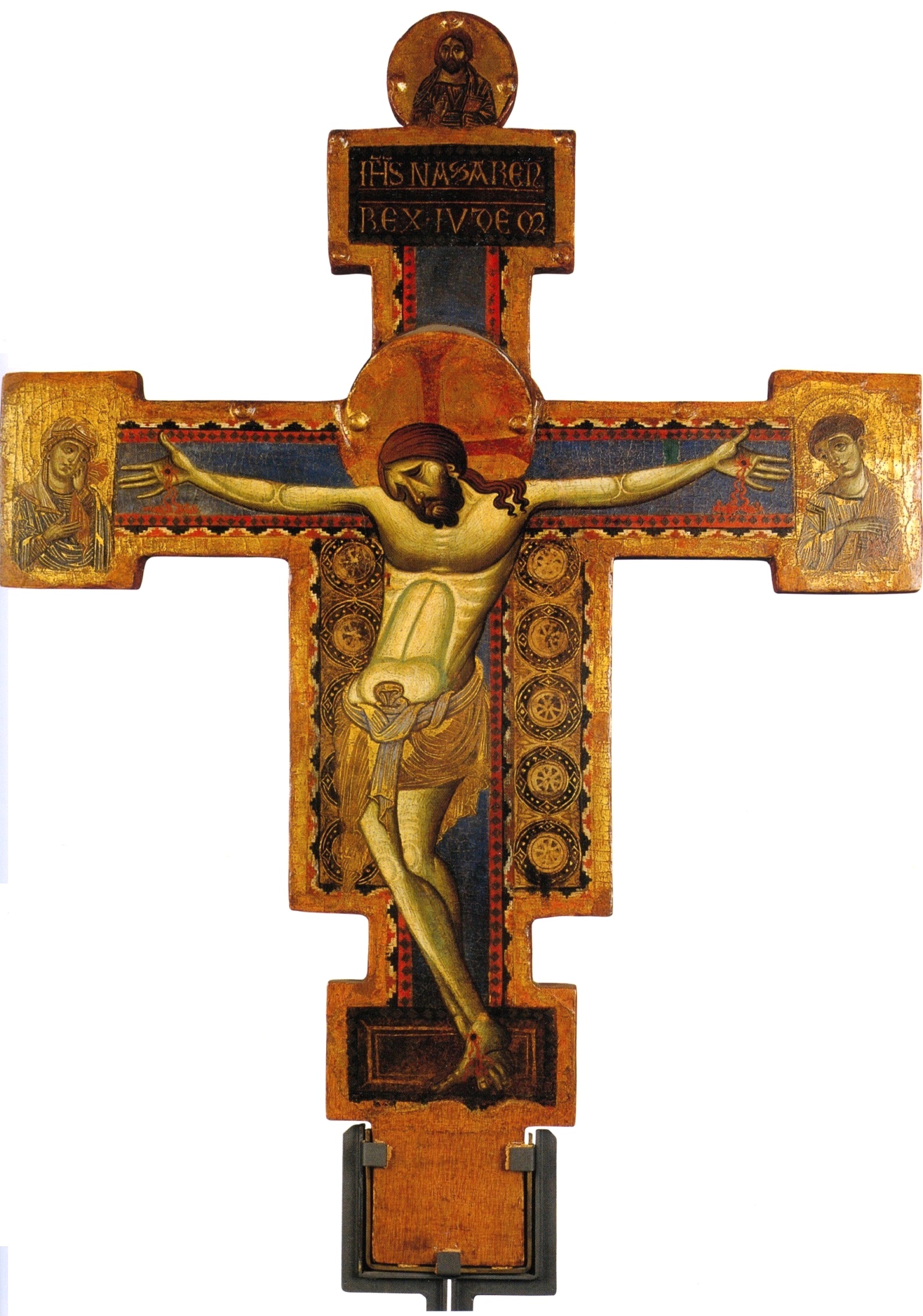 Giunta Pisano, Processional cross painted on both sides: Christus patiens between the Virgin and St. John the Evangelist (mid-13th century; tempera and gold on panel, 113 x 83 cm; Pisa, Museo Nazionale di San Matteo, inv. 2325)