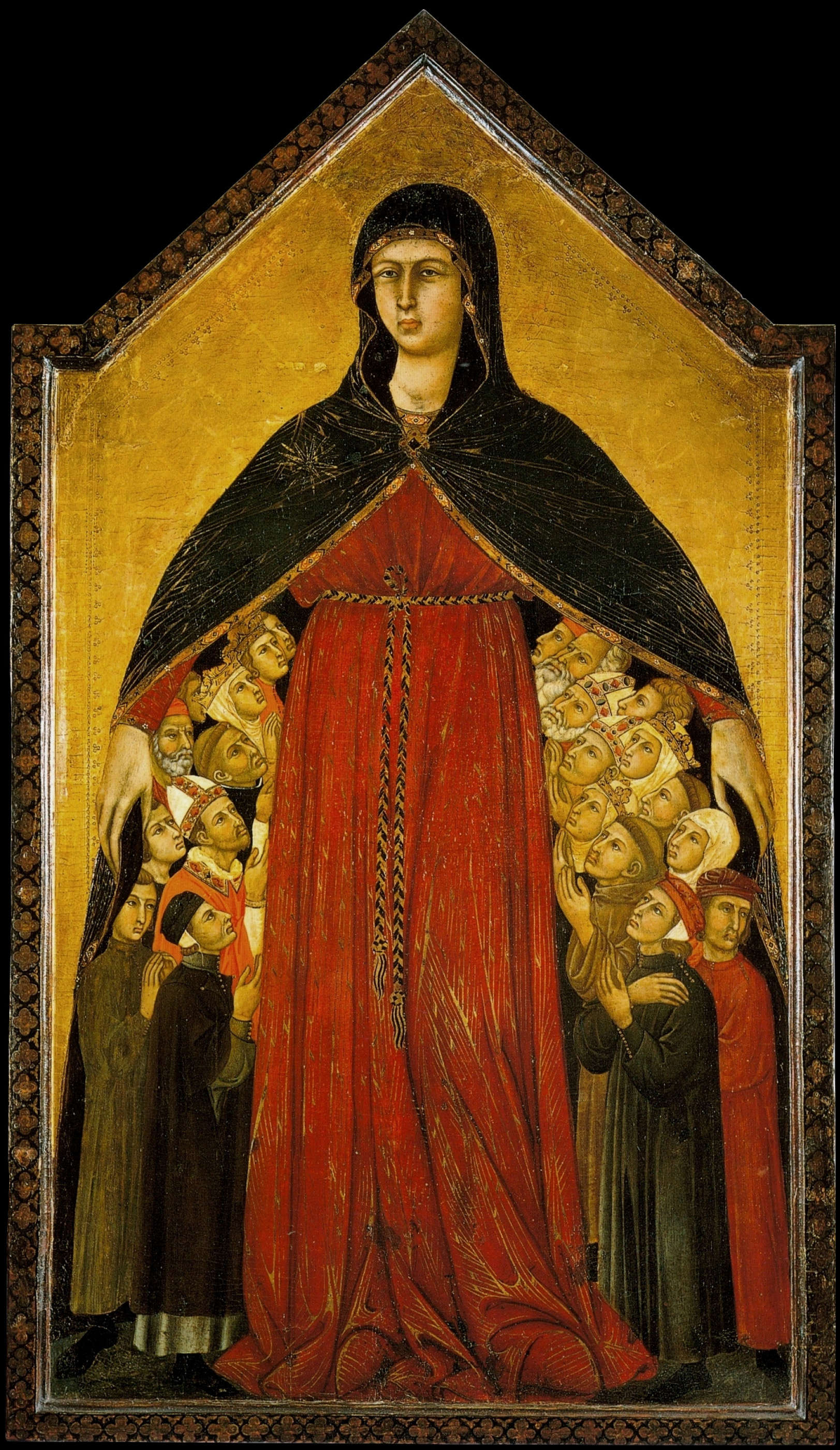 Niccolò di Segna, Virgen de la Misericordia (1331-1345; panel, 154 x 88 cm; Siena, Pinacoteca Nazionale)