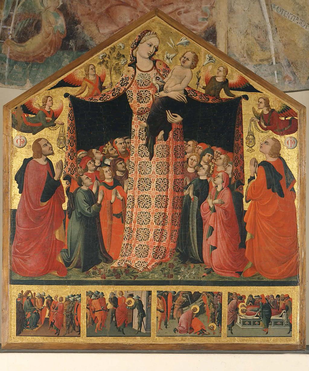 Parri di Spinello, Madonna of Mercy (1435-1437; tempera on panel, 199 x 174 cm; Arezzo, Museo Nazionale d'Arte Medievale e Moderna)