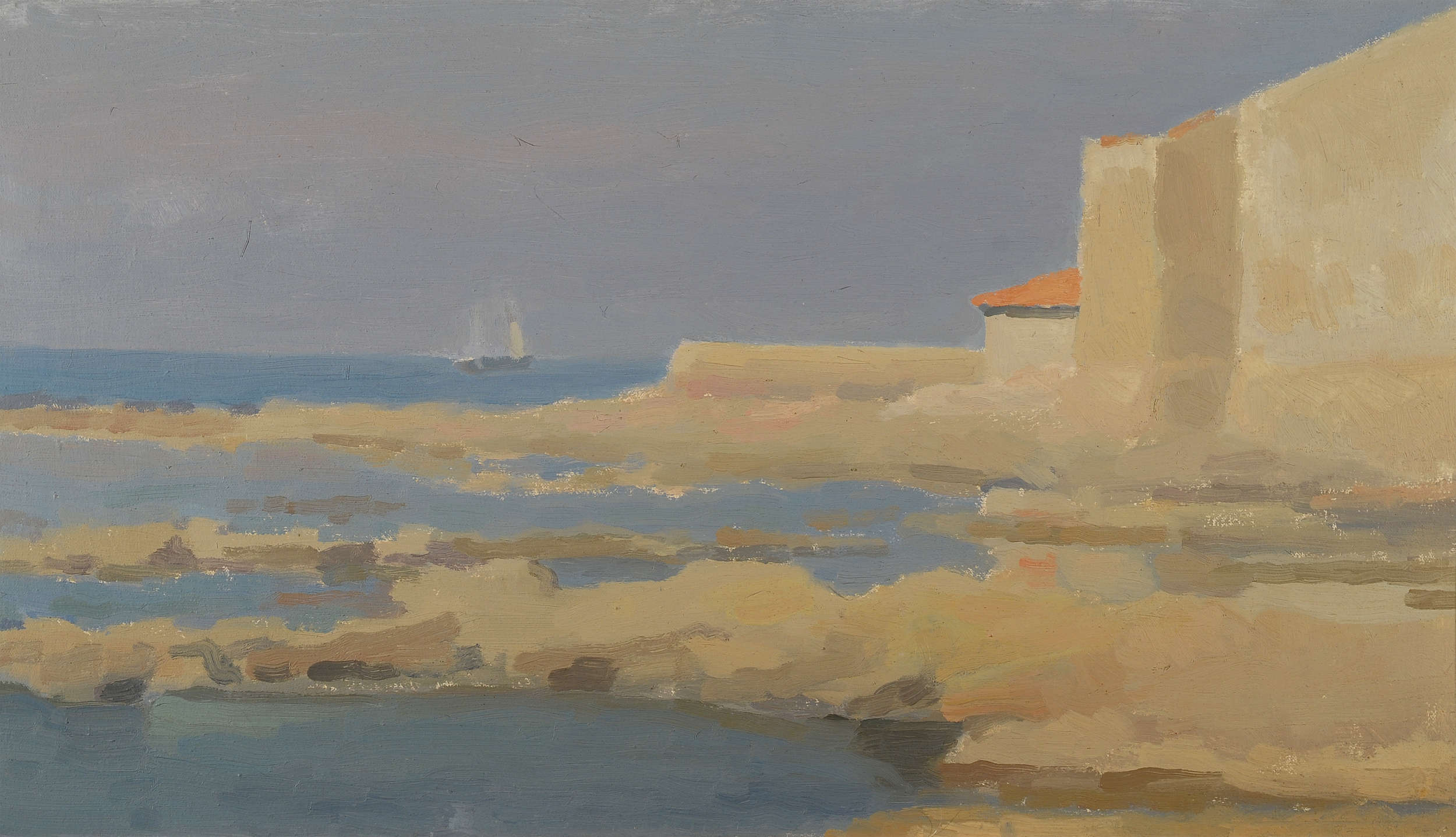 Giovanni March, Marina (ca. 1960; oil on canvas, 40 x 70 cm; Private collection). Courtesy of Athena Gallery.