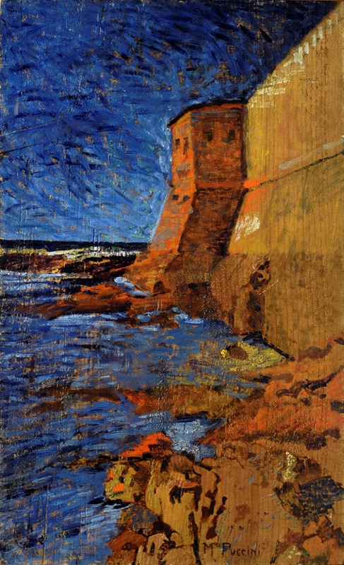 Mario Puccini, The wall of the ancient Lazzaretto in Livorno (oil on panel, 50 x 31 cm; Private collection). Courtesy of Gallery of the Nineteenth Century.