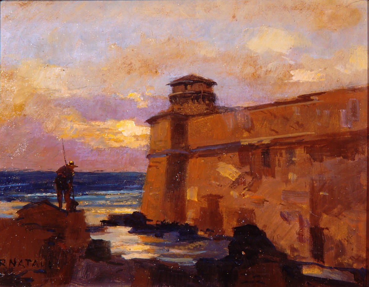 Renato Natali, Lazzeretto (1955 ; huile sur masonite, 20 x 25 cm ; Empoli, Galleria d'Arte Moderna e della Resistenza)