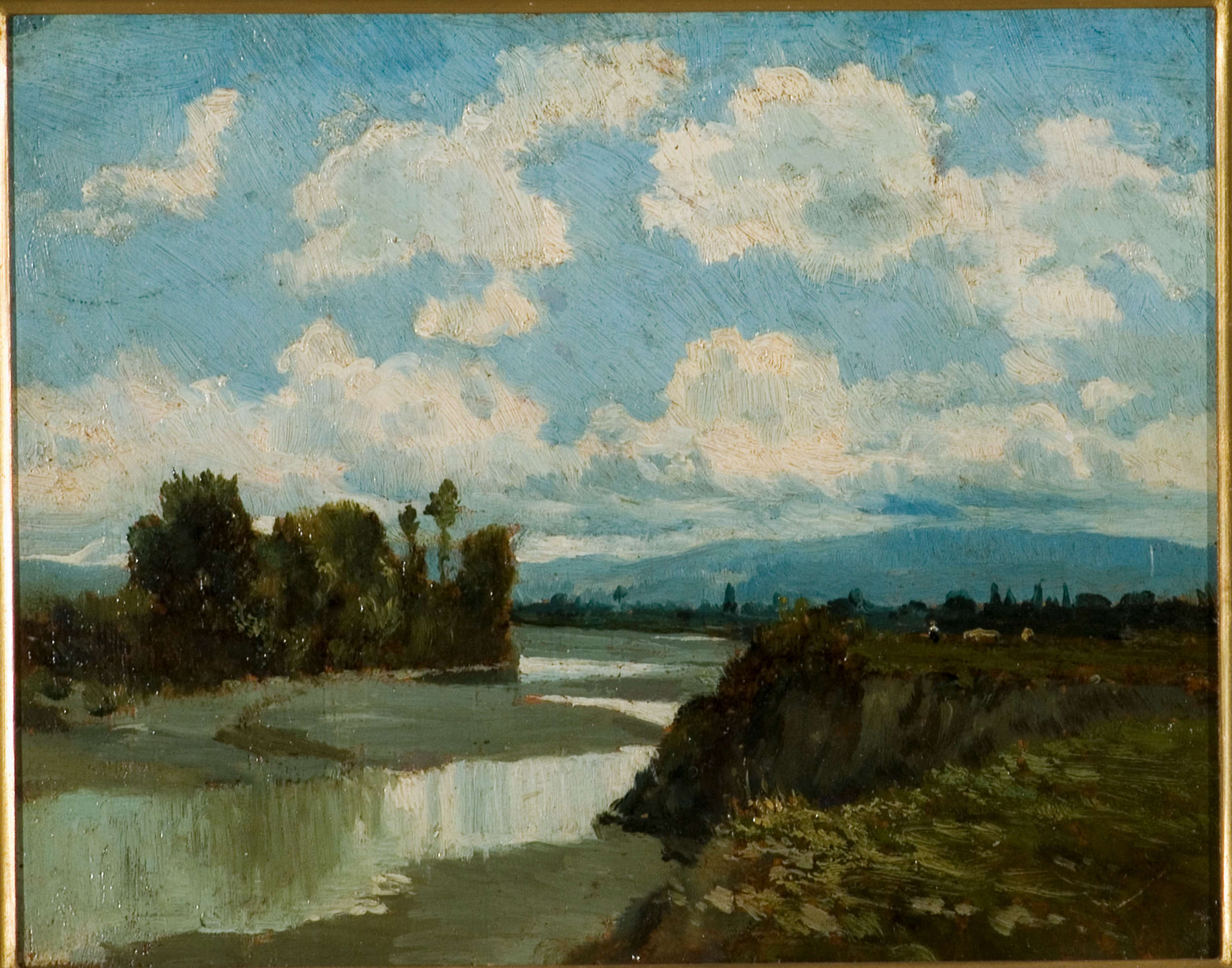 Serafino De Tivoli, The Arno at San Rossore (1860-1864; oil on panel, 19 x 24 cm; Bari, Pinacoteca G. Giaquinto, Grieco Collection)