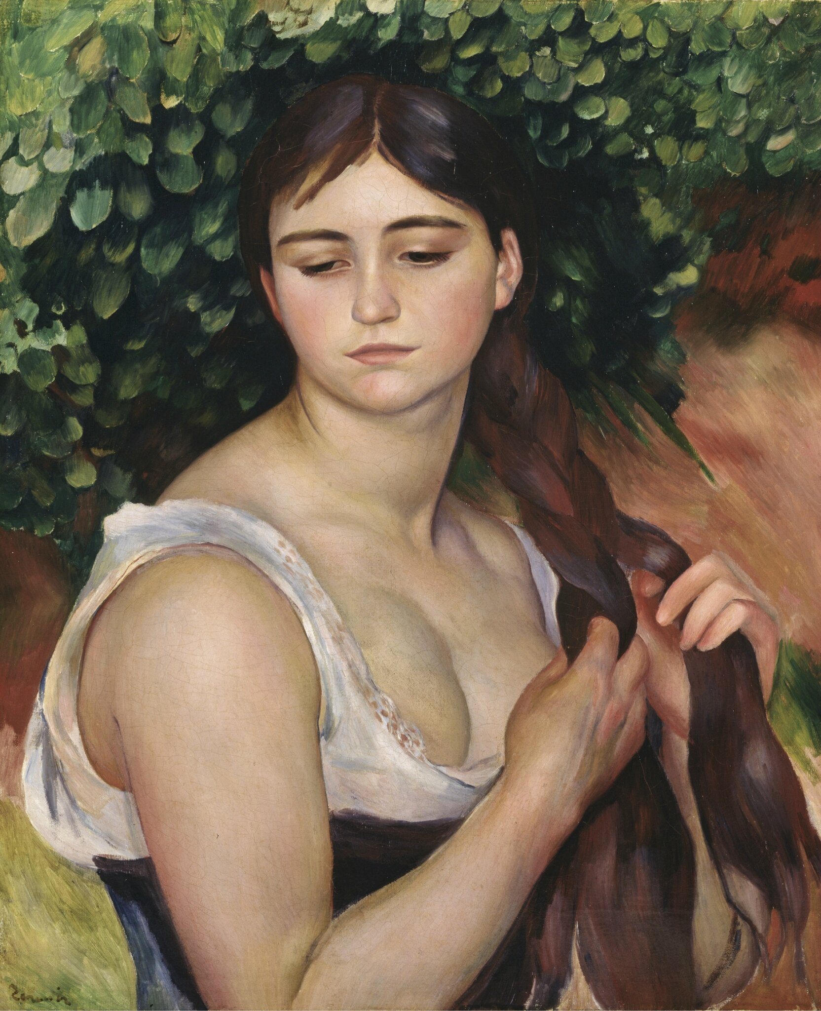 Pierre-Auguste Renoir, The Braid (ca. 1886-1887; oil on canvas, 57 x 47 cm; Baden, Langmatt Museum)