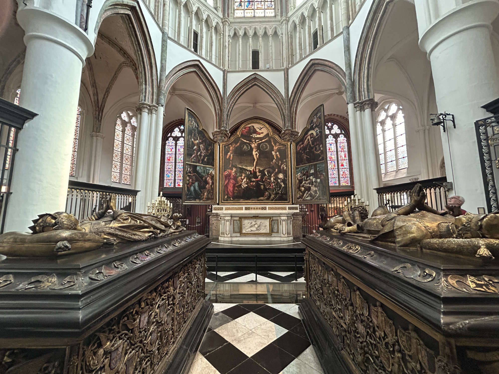 View of the sepulchres and in the background the Passion Triptych