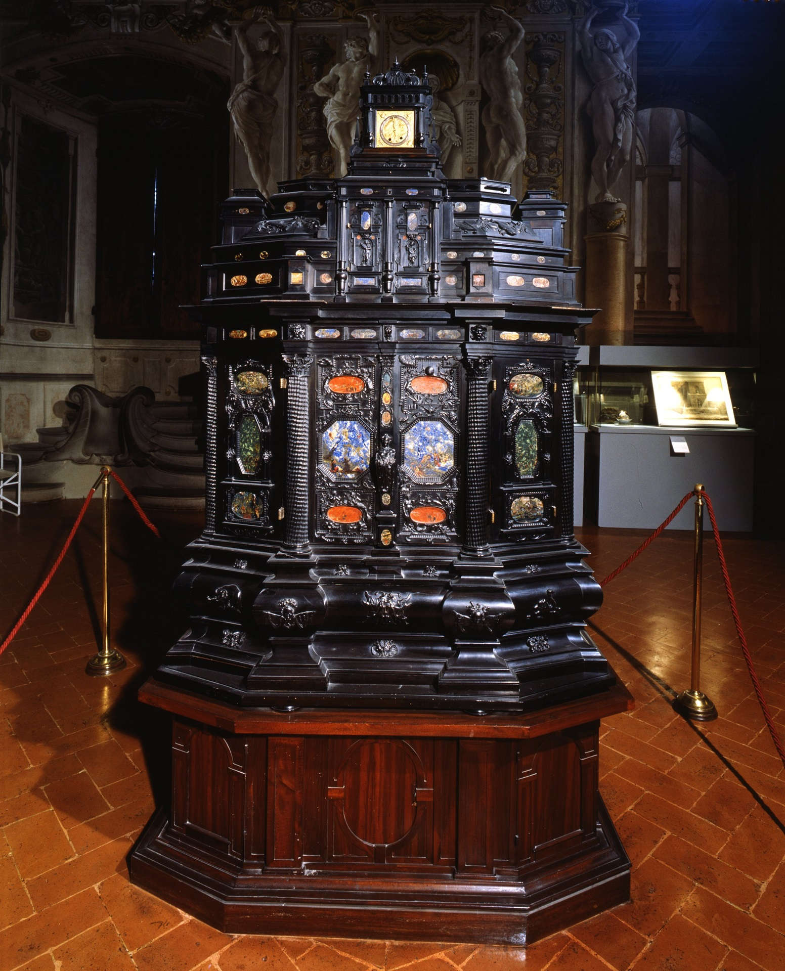 Augsburg Manufacture, Stipo d'Alemagna (1616-1626; ebony, semiprecious stones, amber, gilded bronze, 200 x 137 x 93 cm; Florence, Palazzo Pitti, Treasure of the Grand Dukes)