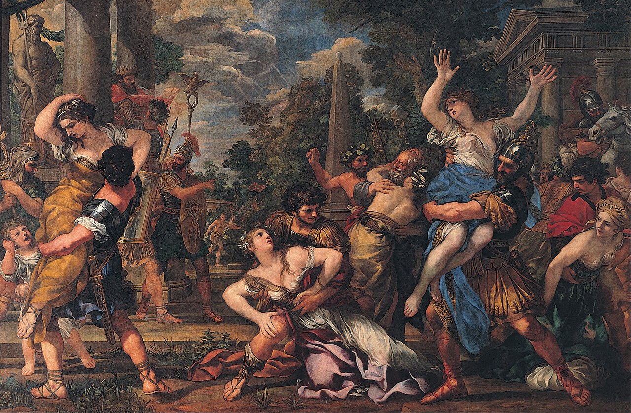 Pietro da Cortona, Vergewaltigung der Sabinerinnen (1630-1631; Öl auf Leinwand, 280,5 x 426 cm; Rom, Kapitolinische Museen, Pinacoteca Capitolina)