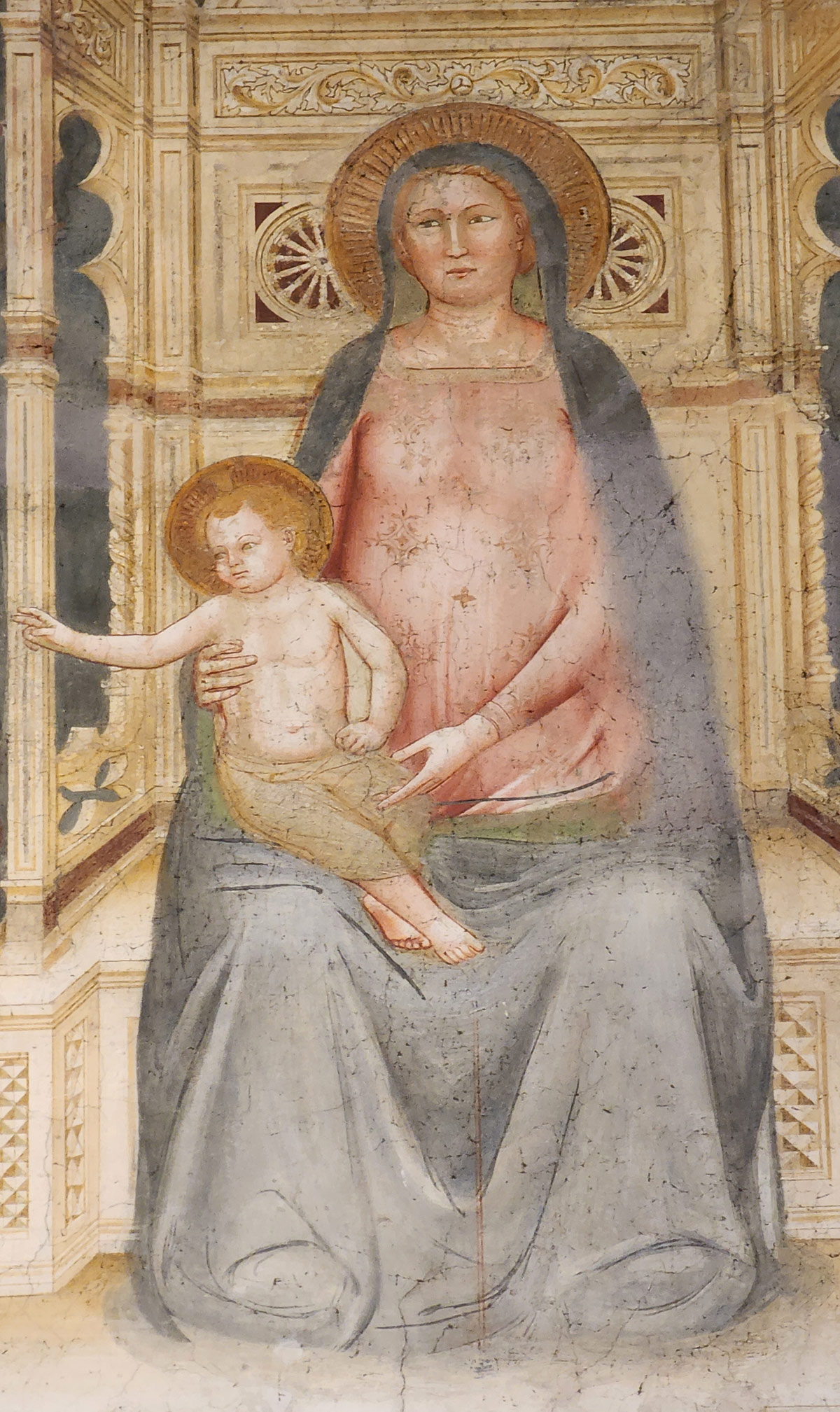 Vierge à l'enfant avec saints (1349), détail de la Vierge à l'enfant