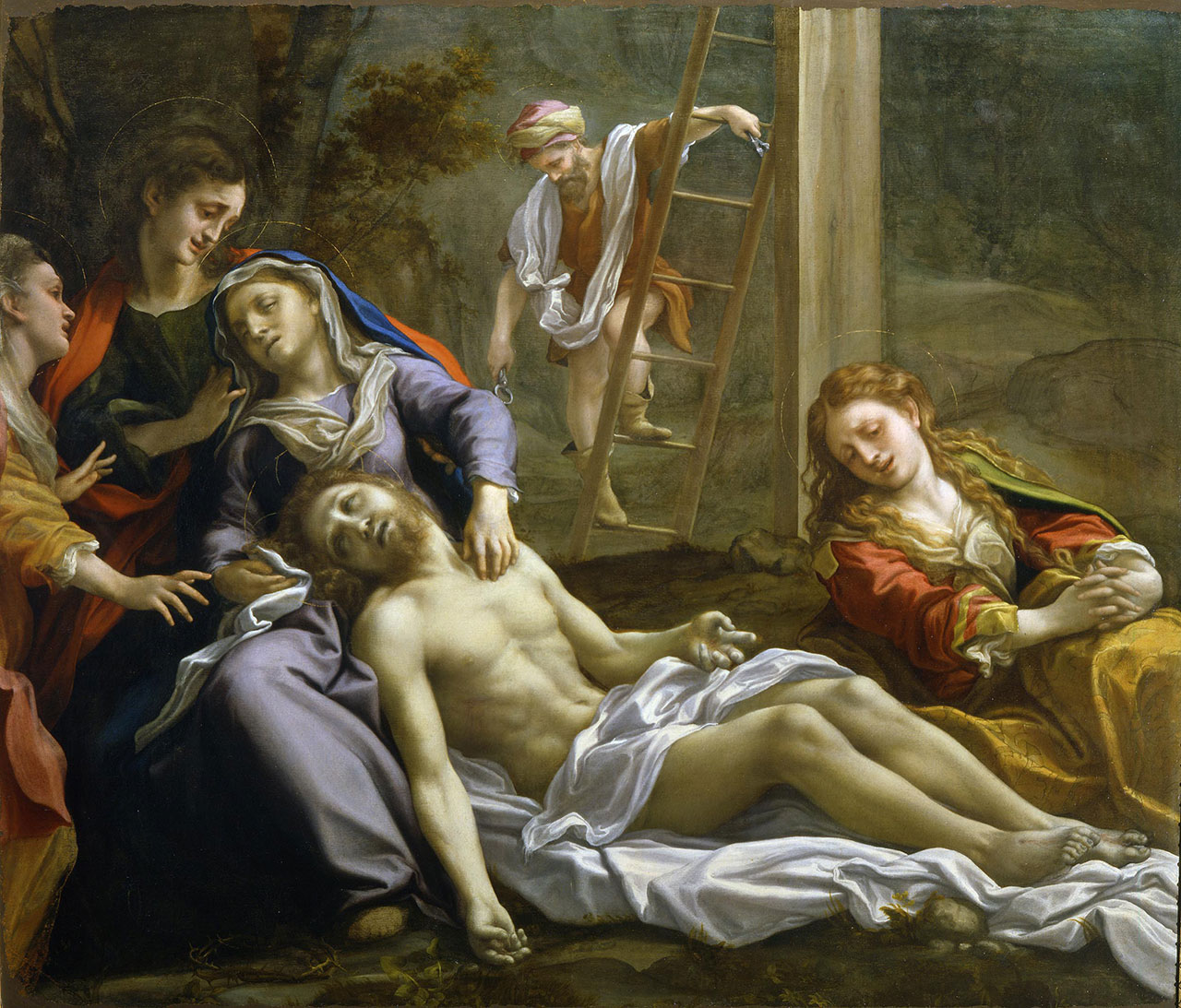 Corrège, Lamentation sur le Christ mort (1523-1525 ; huile sur toile, 157 x 182 cm ; Parme, Pilotta, Galleria Nazionale, inv. GN352)