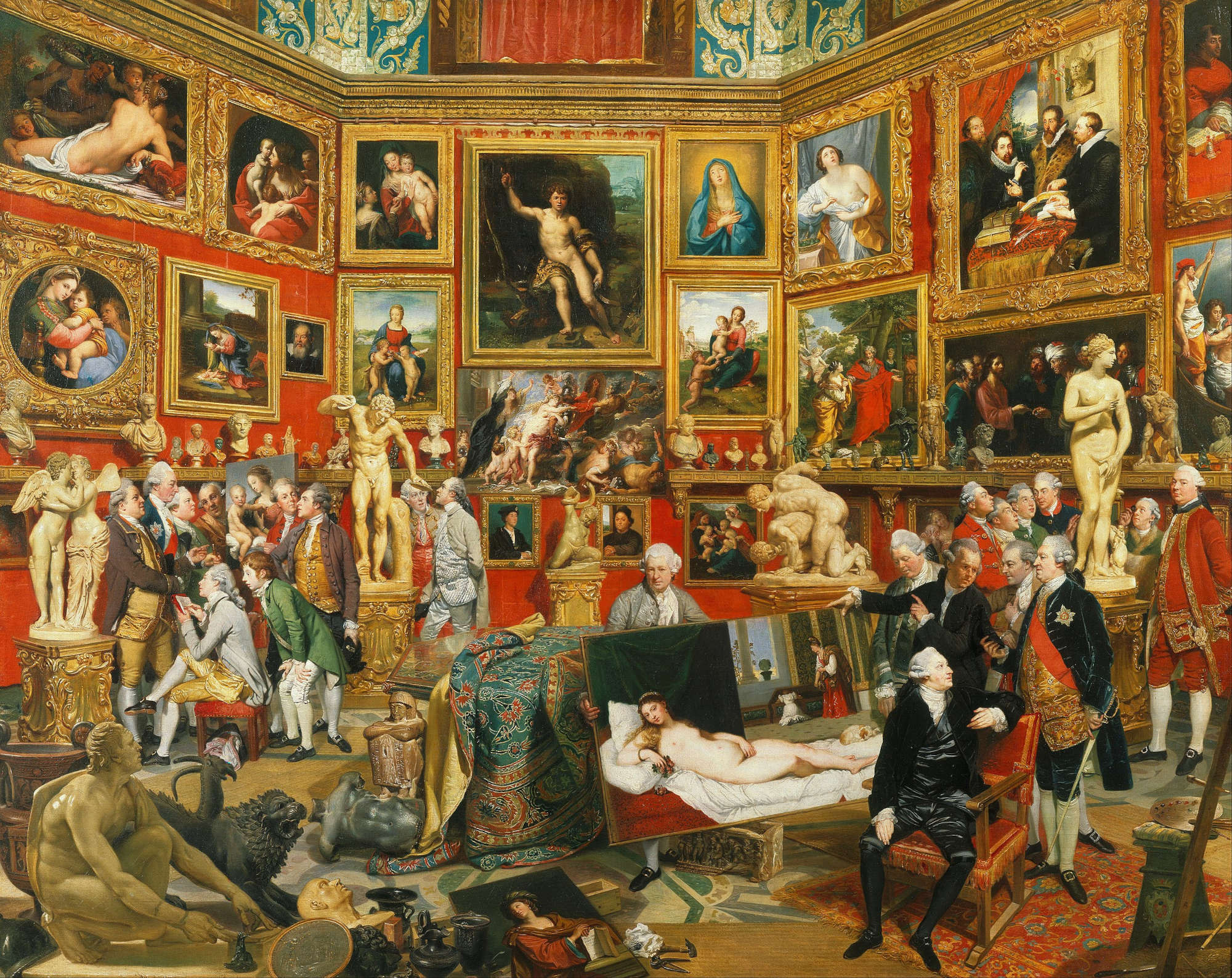 Johann Zoffany, La Tribune des Offices (1772-1777 ; huile sur toile, 123,5 x 155 cm ; Collection royale)