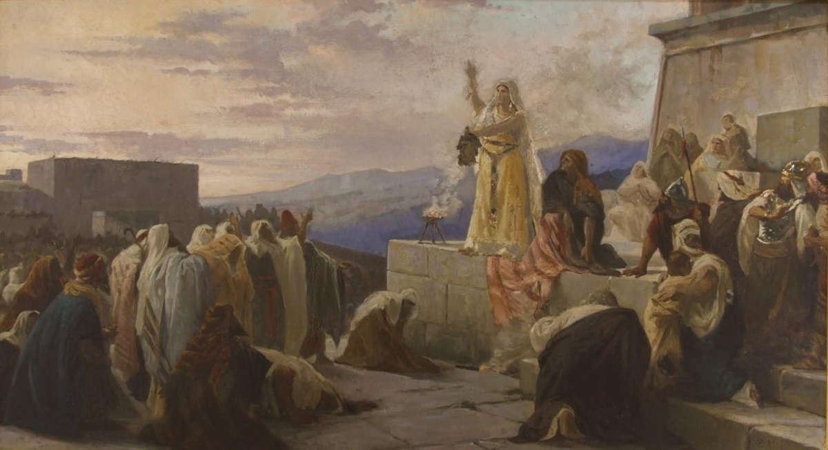 Pietro Aldi, Preparatory Study for The Triumph of Judith (1887; oil on canvas, 55 x 100 cm; Saturnia, Polo Culturale Pietro Aldi)