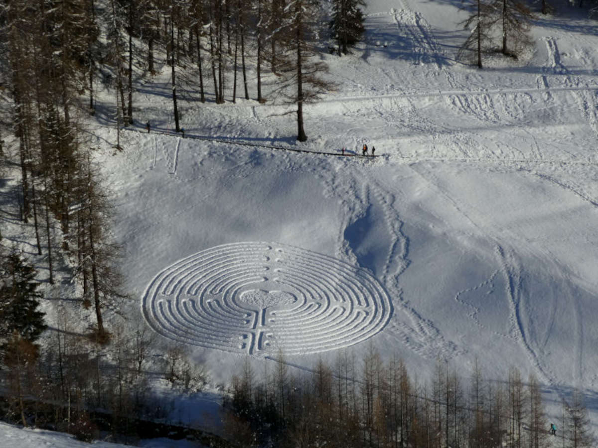 El Laberinto de Nieve de Gamuza, Laberinto de San Valentín 2024. Foto: Gian Mario Navillod