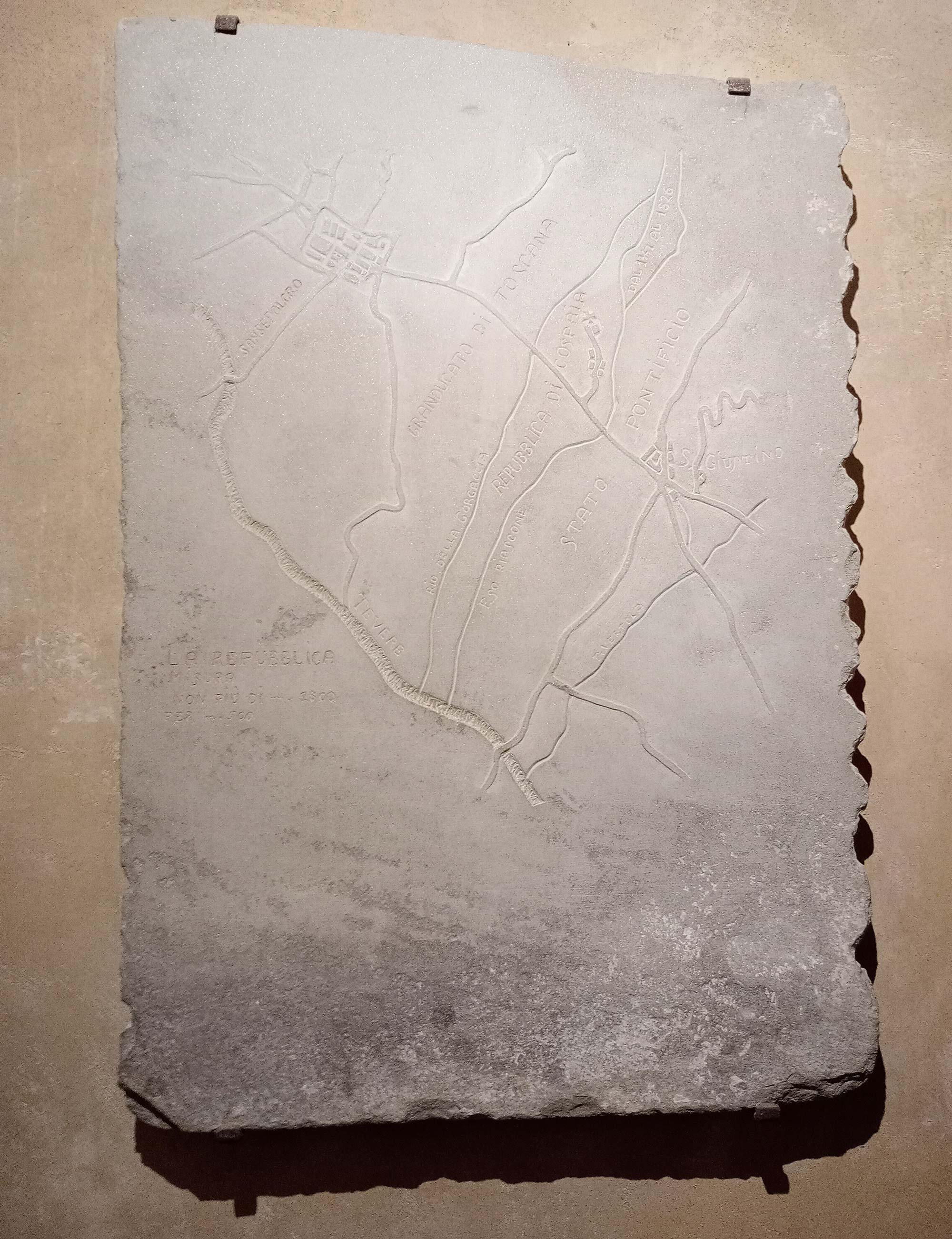 The slab with the map of the Republic of Cospaia (Anghiari, Museum of Palazzo Taglieschi)