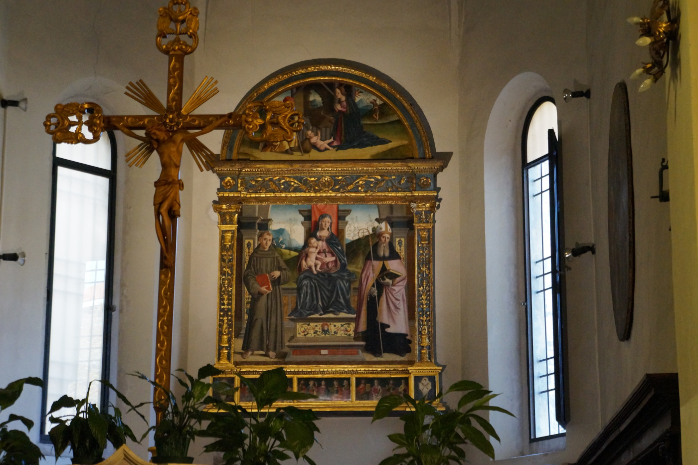 Marco Palmezzano, Madonna Enthroned Suckling the Child between Saints Anthony of Padua and Augustine (Castrocaro Terme, Church of Saints Nicholas and Francis)