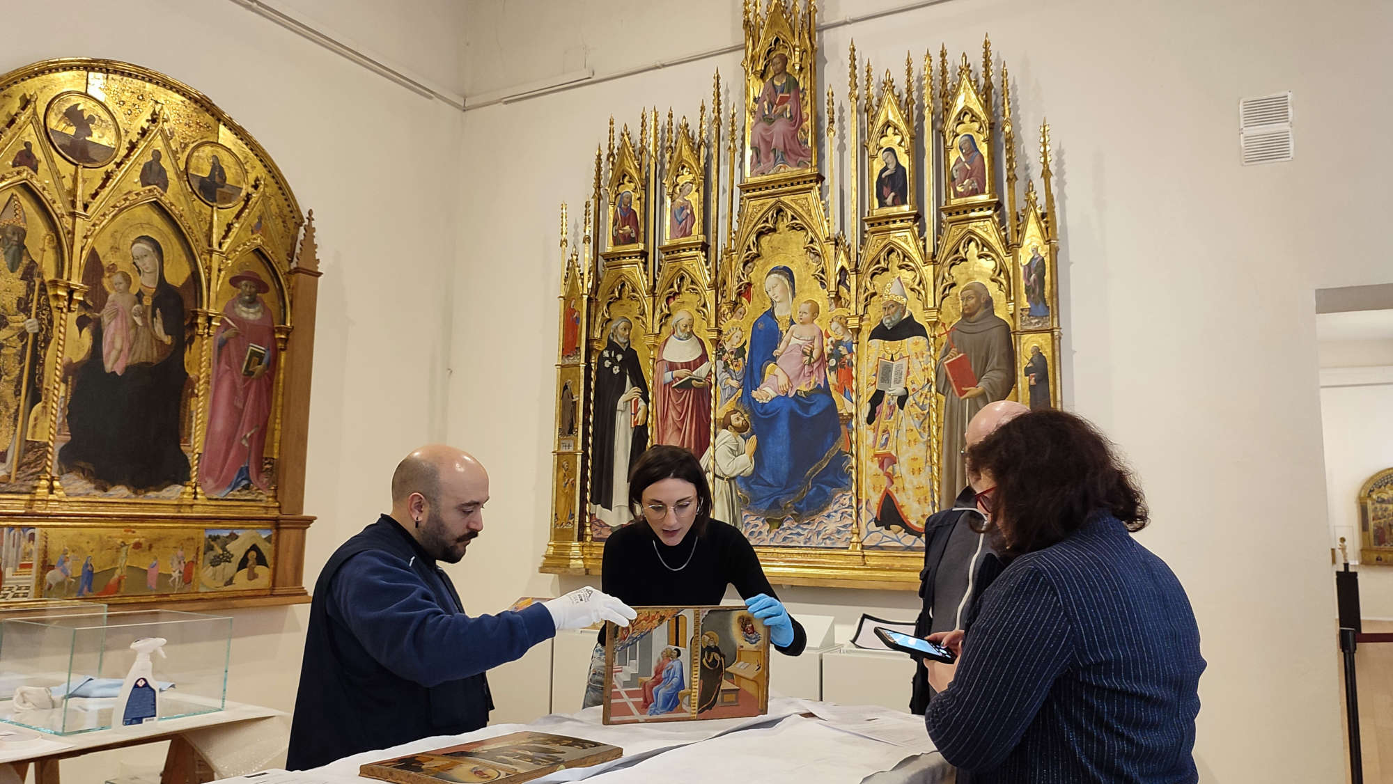 Preparations for the reassembly of the Gesuati Polyptych at the Pinacoteca Nazionale di Siena