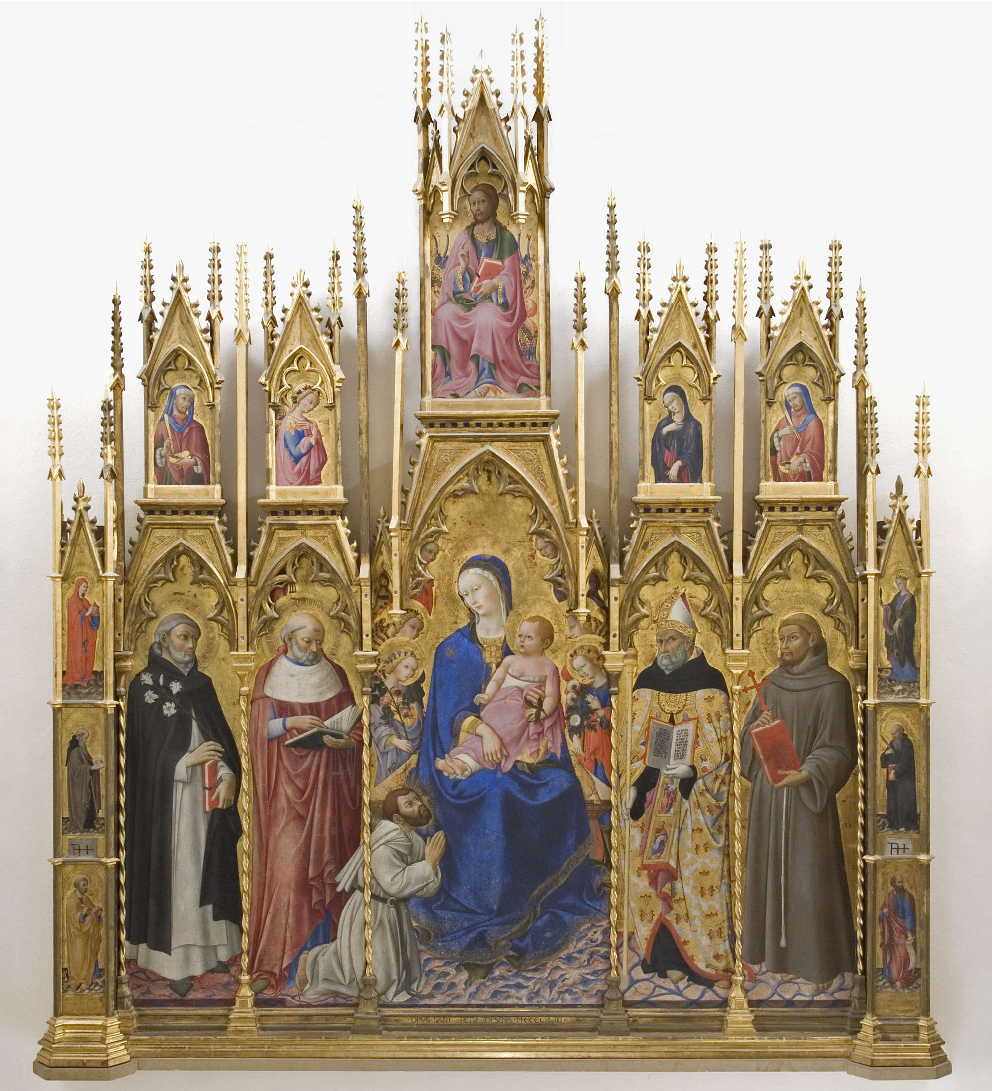 Sano di Pietro, Polyptych of the Gesuati, main compartments, cusps and side panels (1444; tempera and gold on panel, 320 x 292 cm; Siena, Pinacoteca Nazionale)