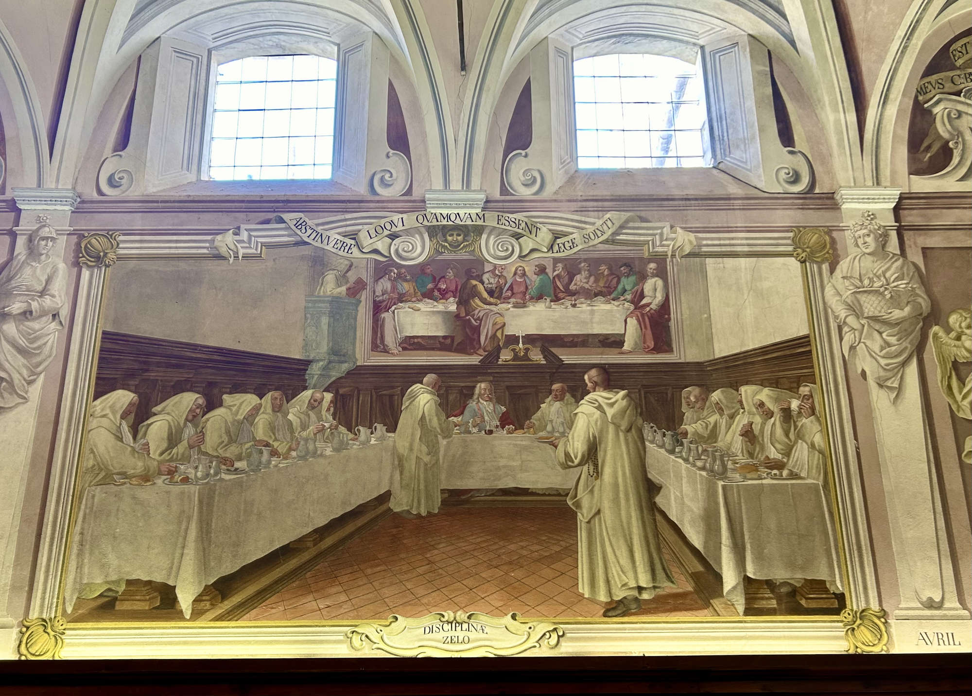 Cosimo III sitting at table with the Carthusians of Calci in the refectory