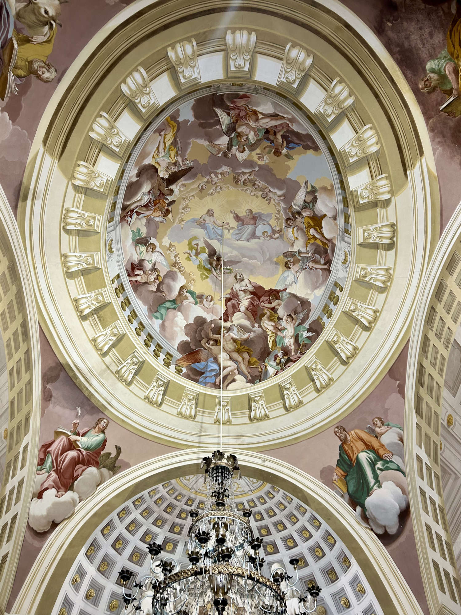 The dome with the Glory of St. Gorgonius and evangelists in the corbels in the Chapter Chapel