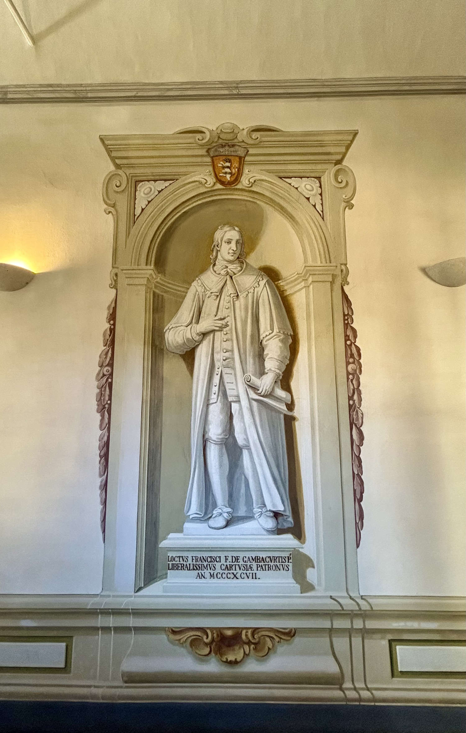 The painted statue of the Pisan patrician Gambacorti, one of the benefactors of the Charterhouse