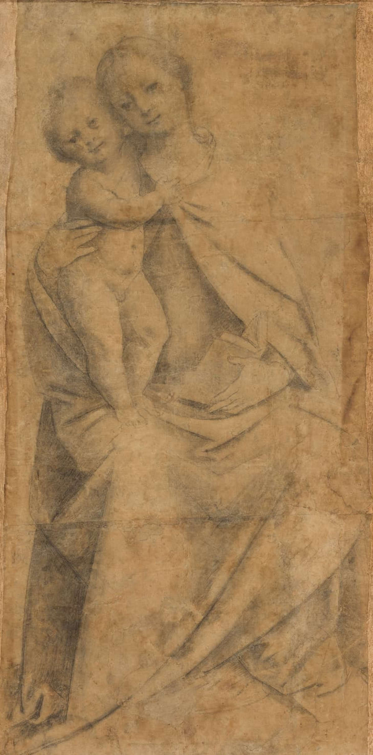 Gerolamo Giovenone, Virgen con el Niño (c. 1530-1531; carboncillo y lápiz, 103,6 × 52,4 cm; Turín, Pinacoteca Albertina, inv. 336)