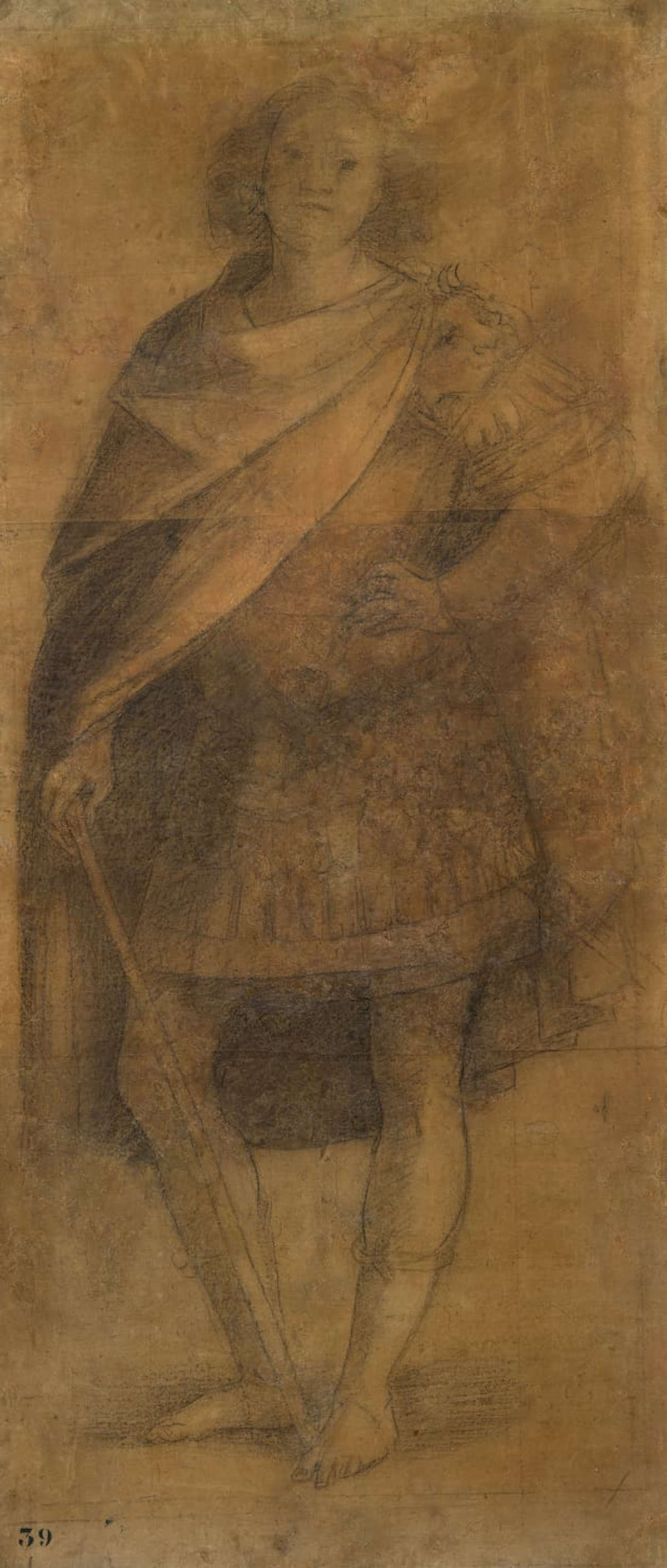 Gerolamo Giovenone, San Gervasio (1527-1535; carboncillo y lápiz, 127,9 × 55,5 cm; Turín, Pinacoteca Albertina, inv. 339)